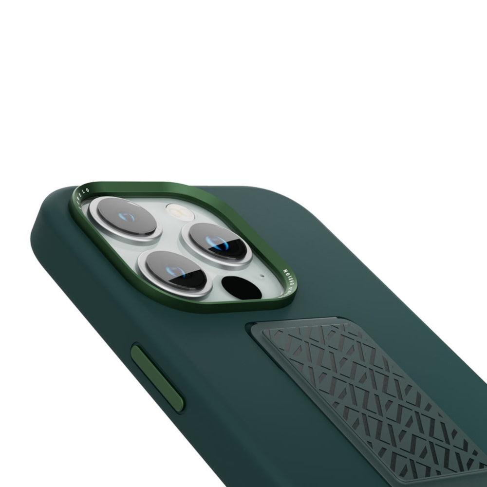 Levelo Morphix Silicone Case With Leather Grip For Iphone 15 Pro Green